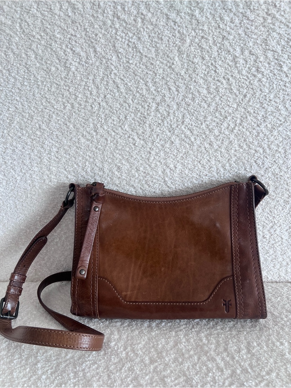Frye Melissa‎ Zip Crossbody Leather Brown Purse Bag